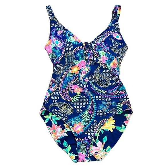 Tommy Bahama Reversible Sun Lilies Lace Back One Piece - Picture 5 of 16